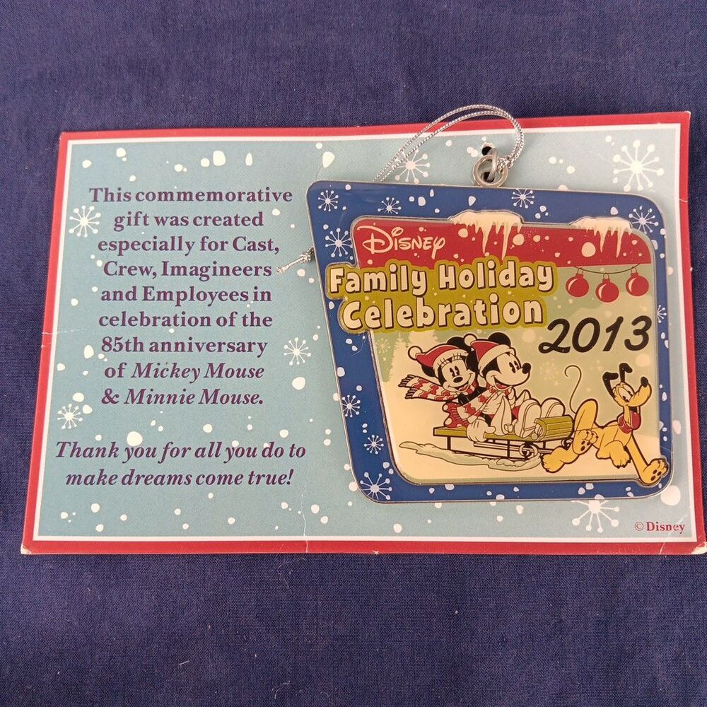 Disney Cast Family Holiday Celebration 2013 Mickey Minnie Pluto Ornament